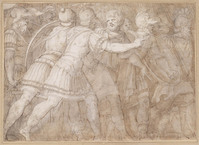 B 044
<br/>
Mucius Scaevola voor Porsenna geleid
<br/>
<em>Polidoro da Caravaggio (ca.1499-1543) - kopie naar</em>